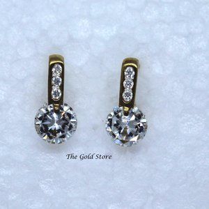 Estate Solid gold 14k CZ diamond 4CT stud earrings